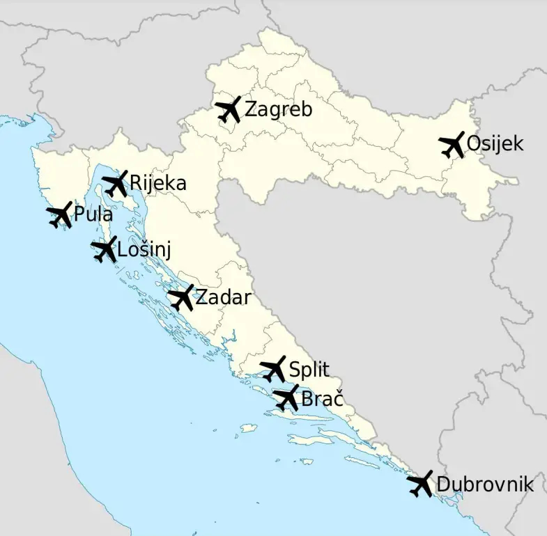 croatia airport map